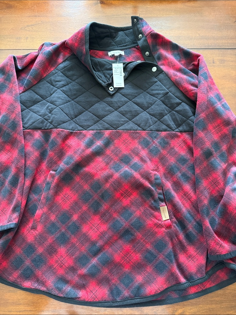 Maurices Red and Black Quilted Pullover Shirt Jacket size XZl